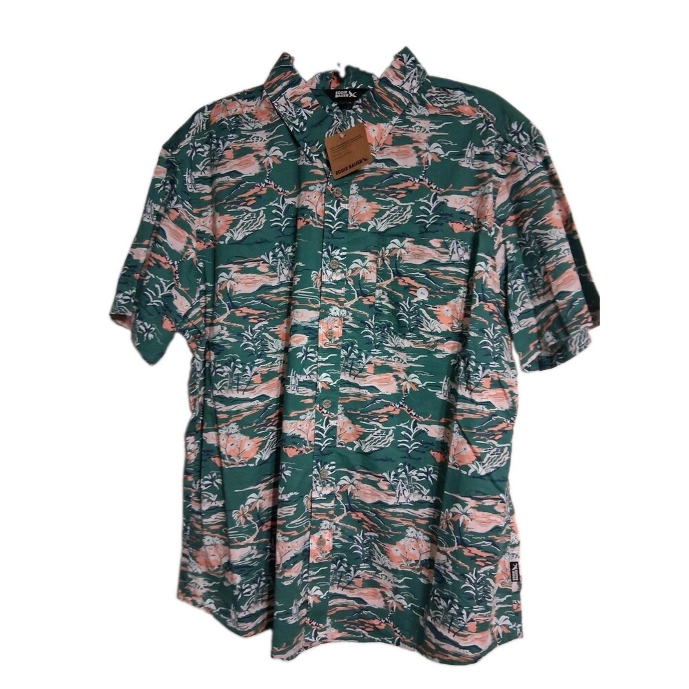 NWT Eddie Bauer Short Sleeve Baja Shirt Size L Tropical
